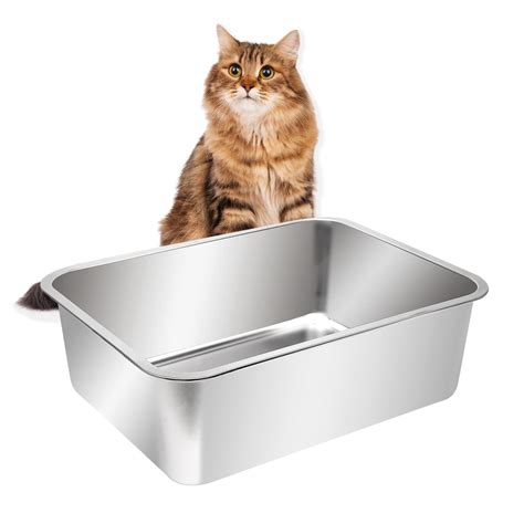 high sided stainless steel litter box|cat boxes with high sides.